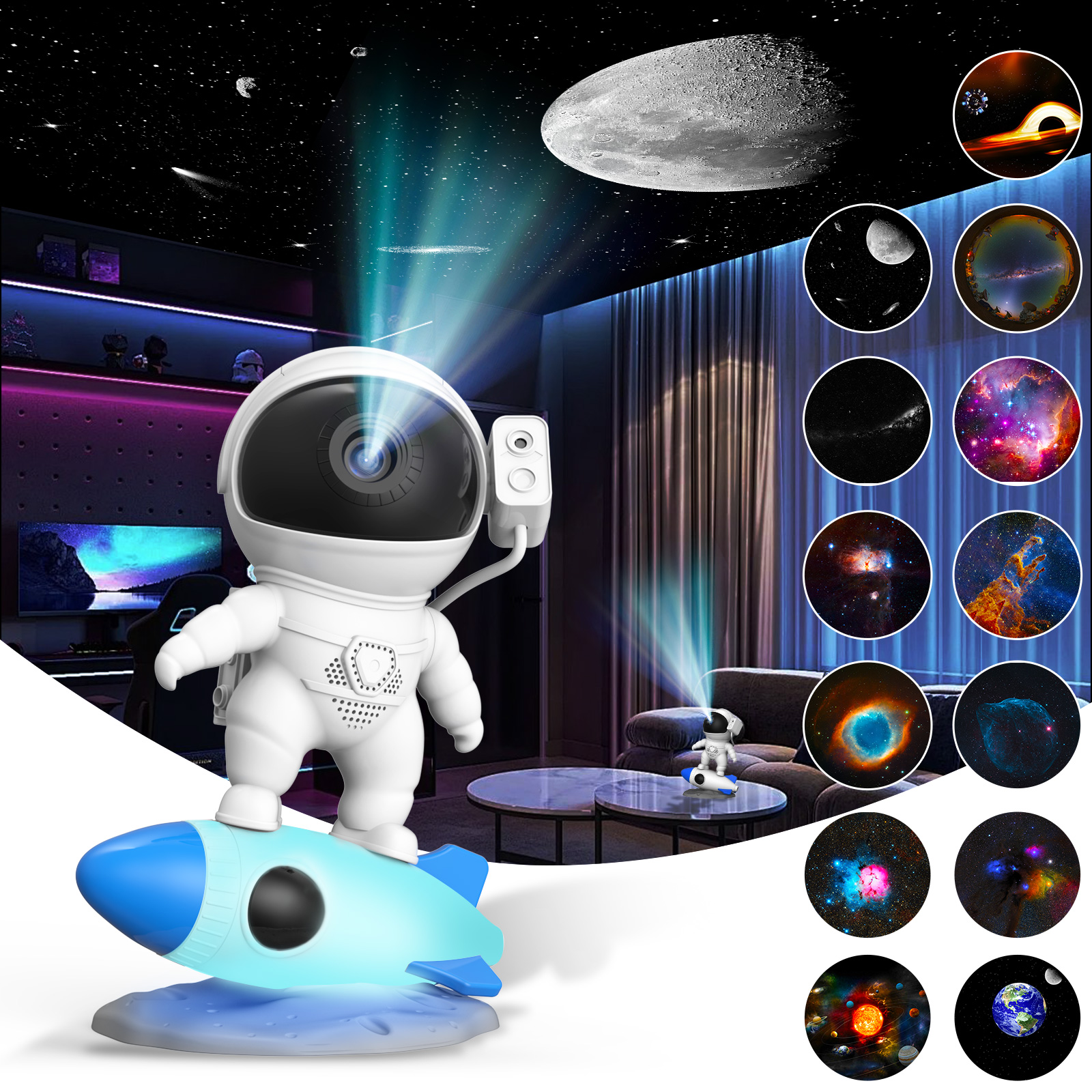 Astronaut Galaxy Projector, 13 in 1 Planetarium Star Projector Realistic Starry Sky LED Night Light 